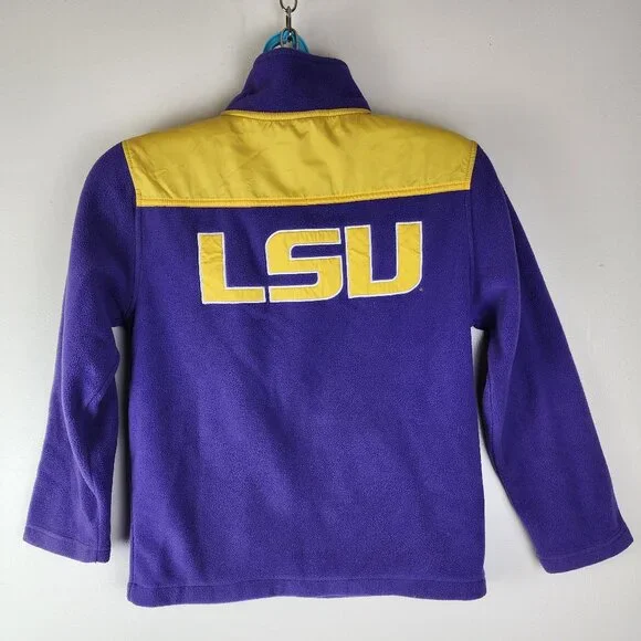Division 1 LSU Kids Purple Yellow Polyester Front Zip Embroidered Fleece Large - Picture 4 of 6